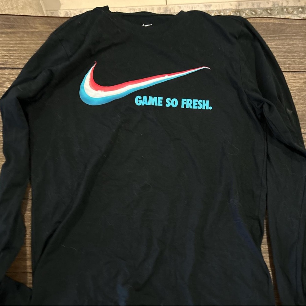 Nike Black Long Sleeve with Red and Blue Swoosh